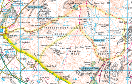 Ingleborough Clapham Bottoms_route